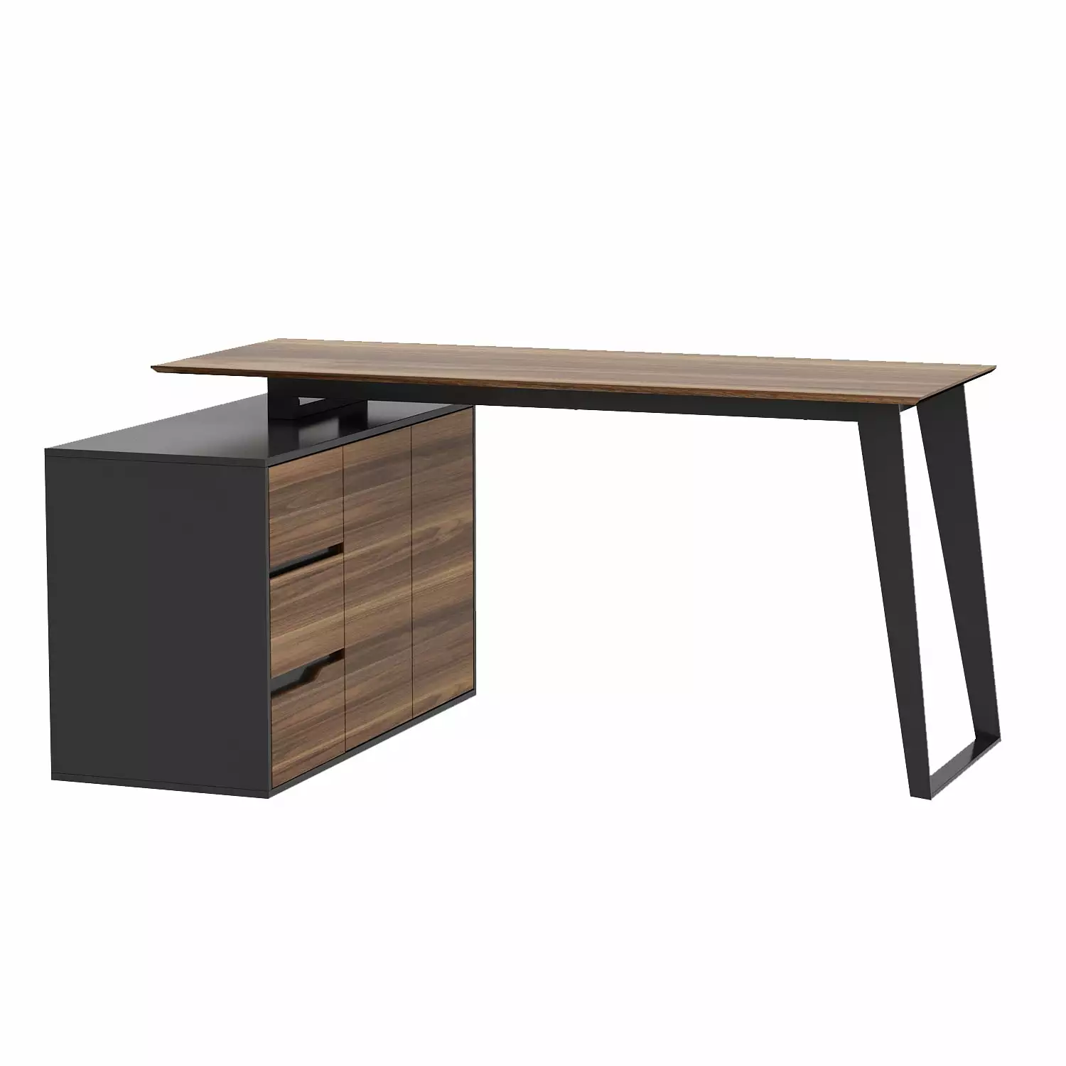 MONSLIPA 54.3 Inch L-Shaped Office Desk Drawers and File Cabinet Computer Table
