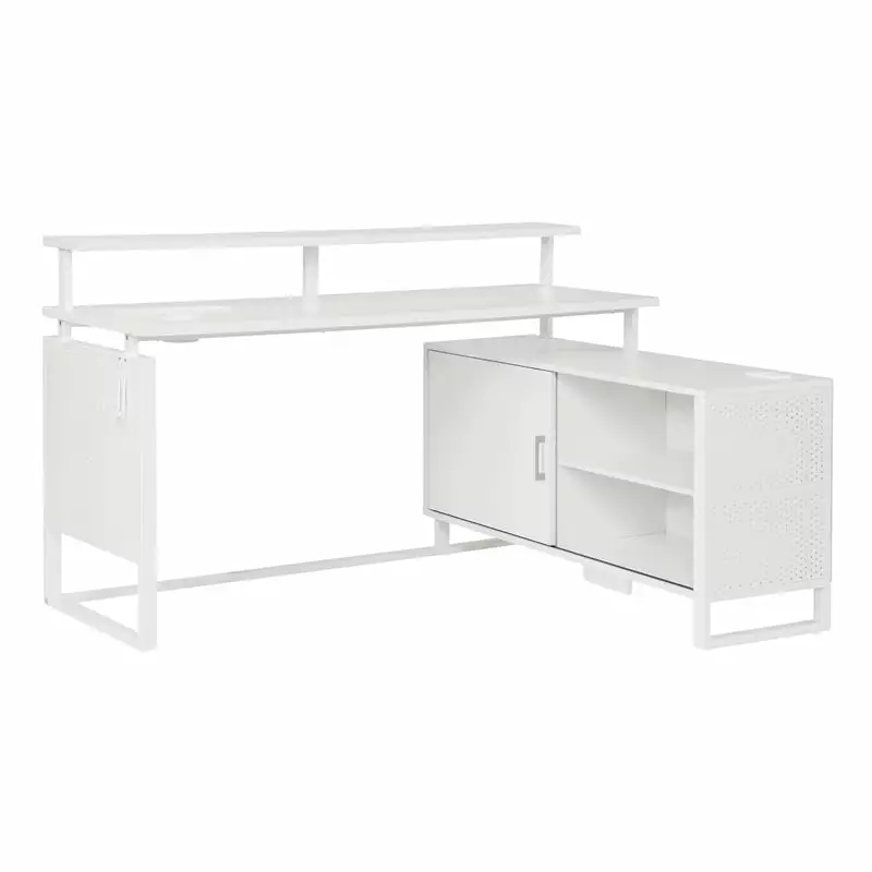 Ace 60x50 L-Shape Desk White Top Engineered Wood and White Frame OSP Home Furnishings
