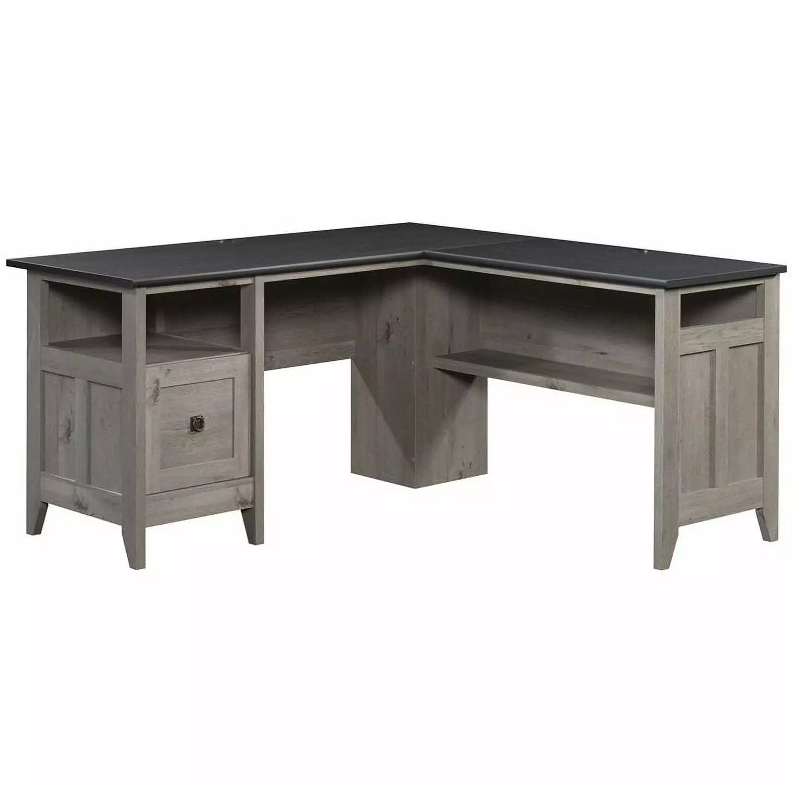 Pemberly Row Engineered Wood L-Shaped Computer Desk Mystic Oak