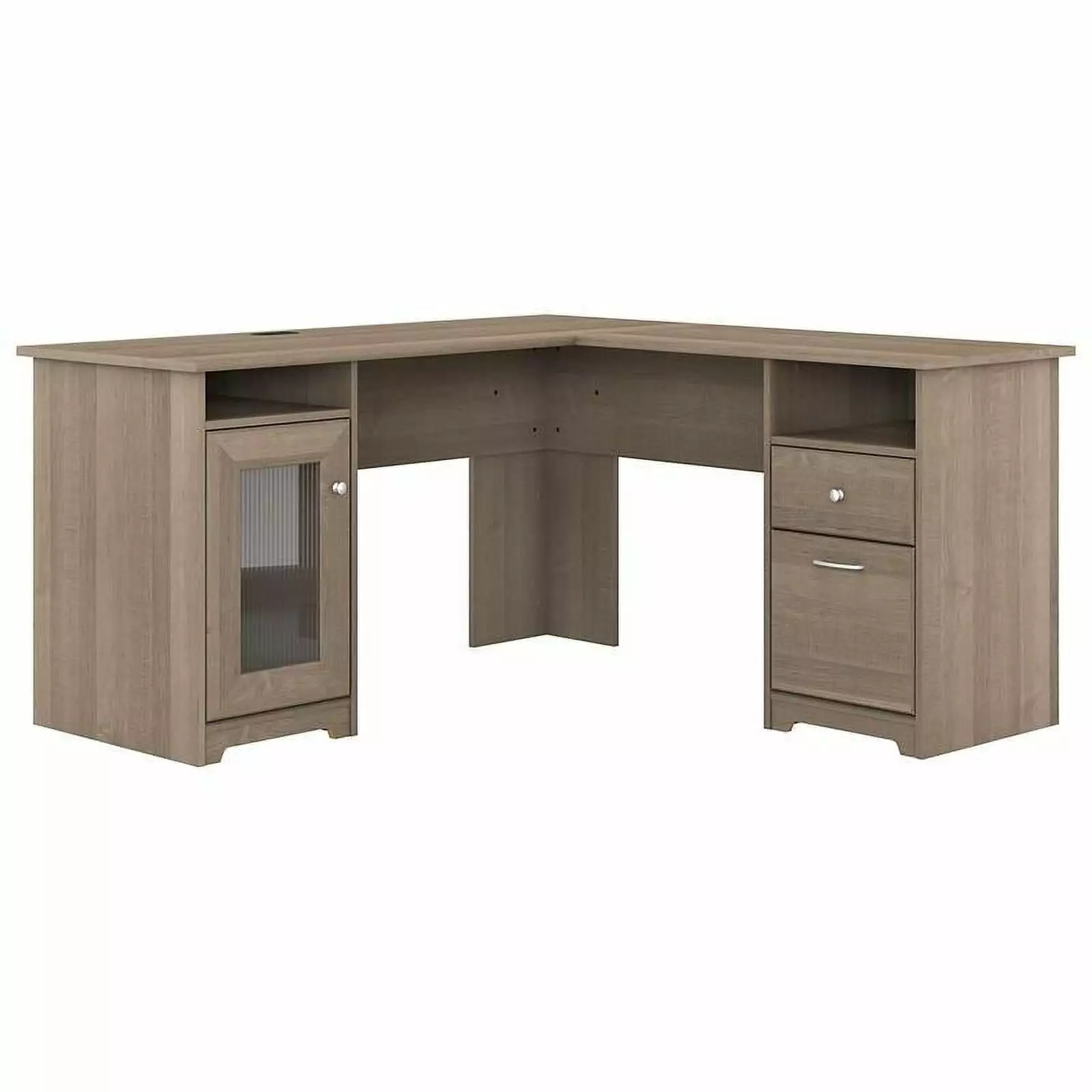 Pemberly Row Furniture 60W L Shaped Computer Desk Ash Gray Modern Home Office