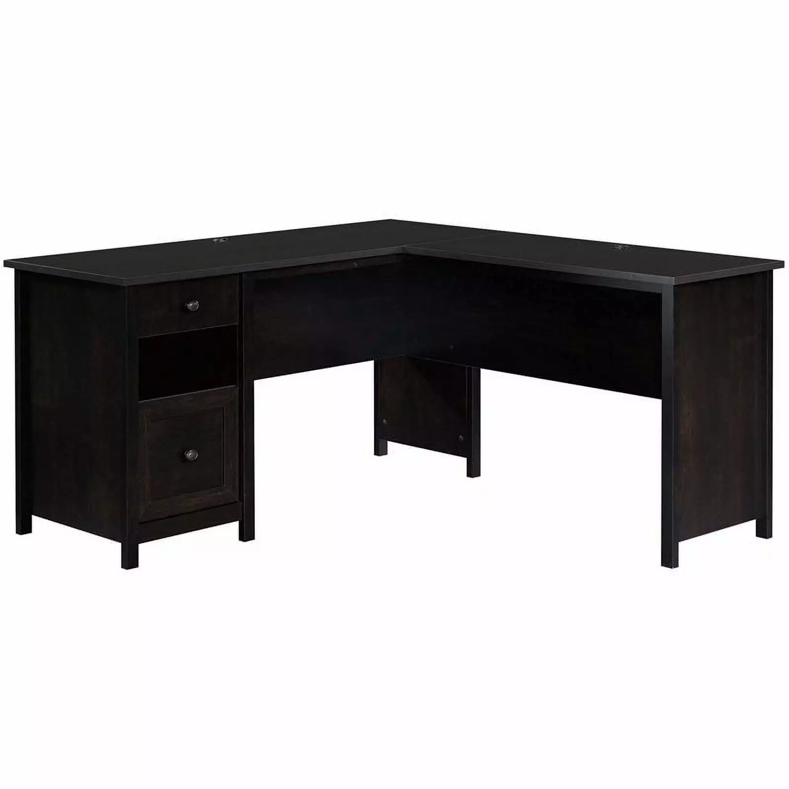 Pemberly Row L-shaped Transitional Engineered Wood Computer Desk Black