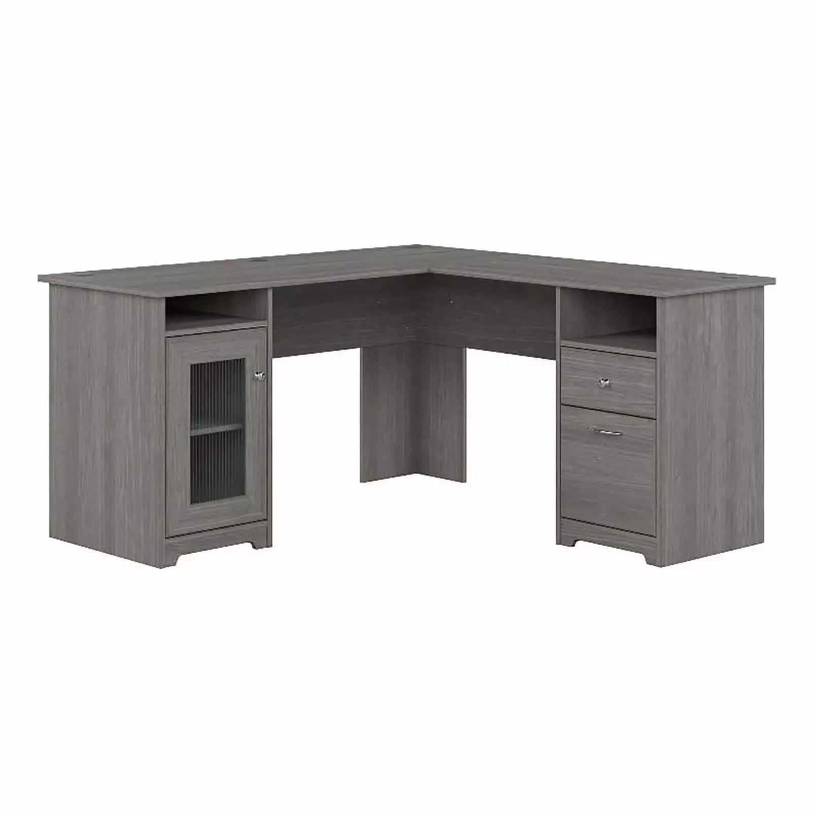 Pemberly Row 60 Traditional Engineered Wood L Shaped Computer Desk Gray Home Office