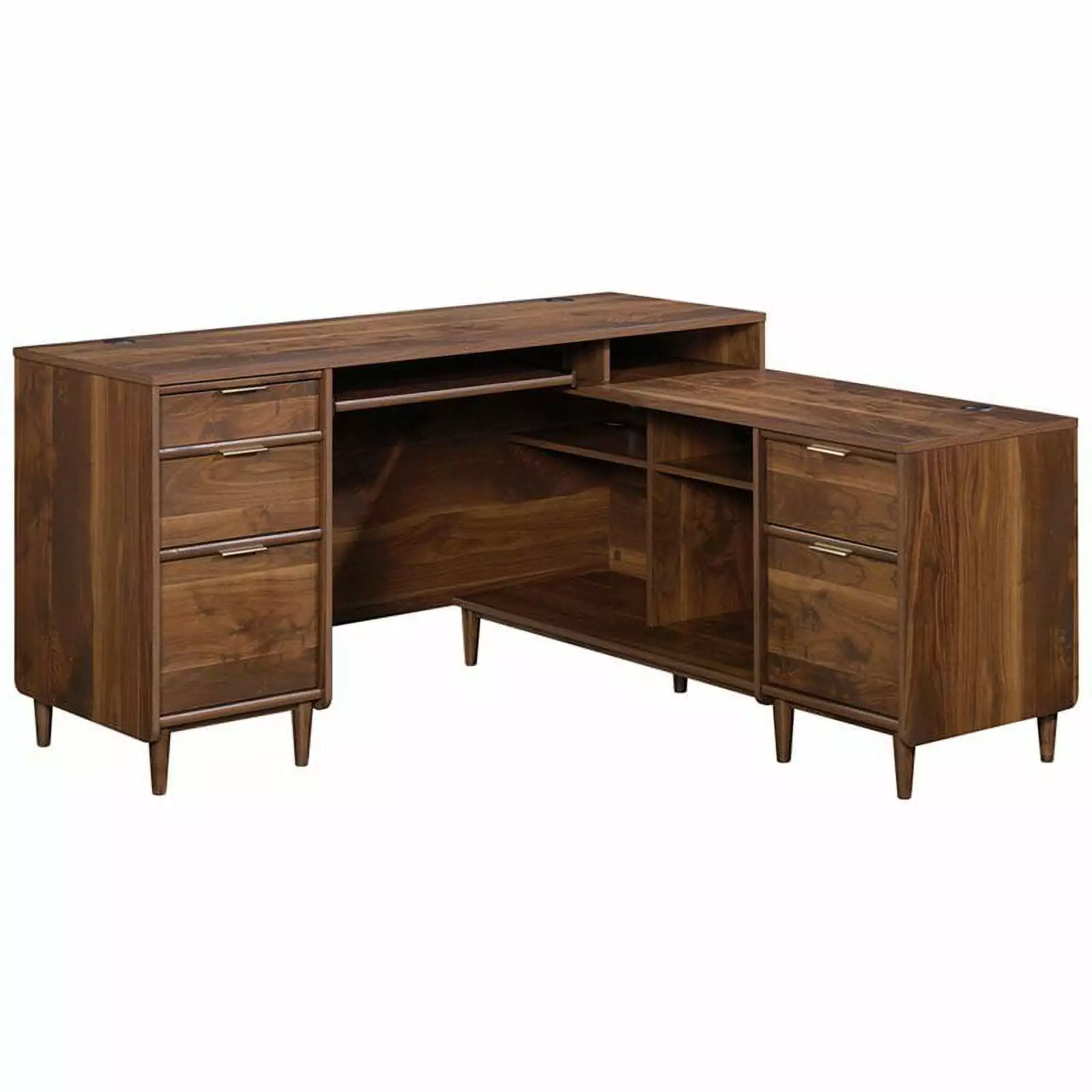 Sauder Clifford Place Engineered Wood L-Shaped Computer Desk Grand Walnut