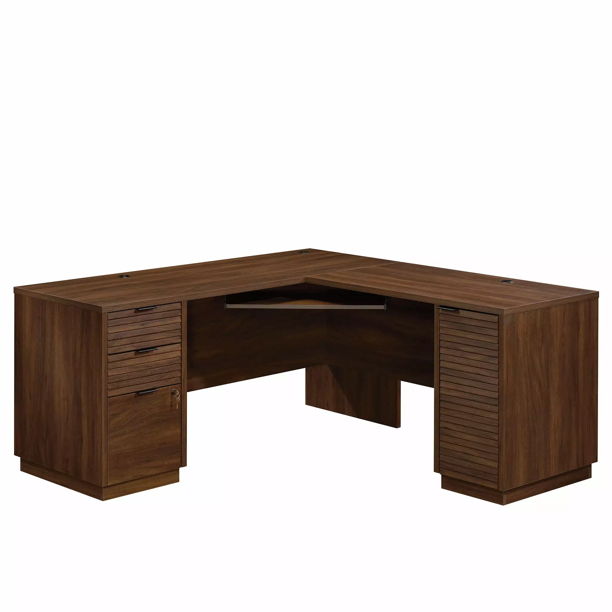 Sauder Englewood Engineered Wood L-Shaped Desk Spiced Mahogany