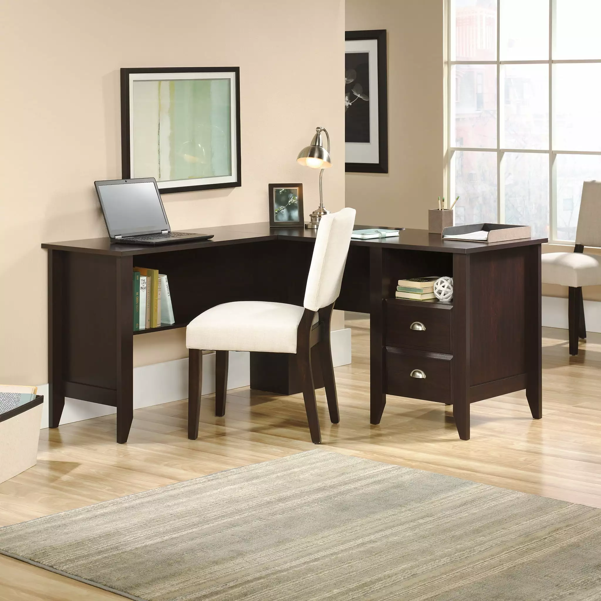 Sauder Shoal Creek L-Desk Jamocha Wood Finish