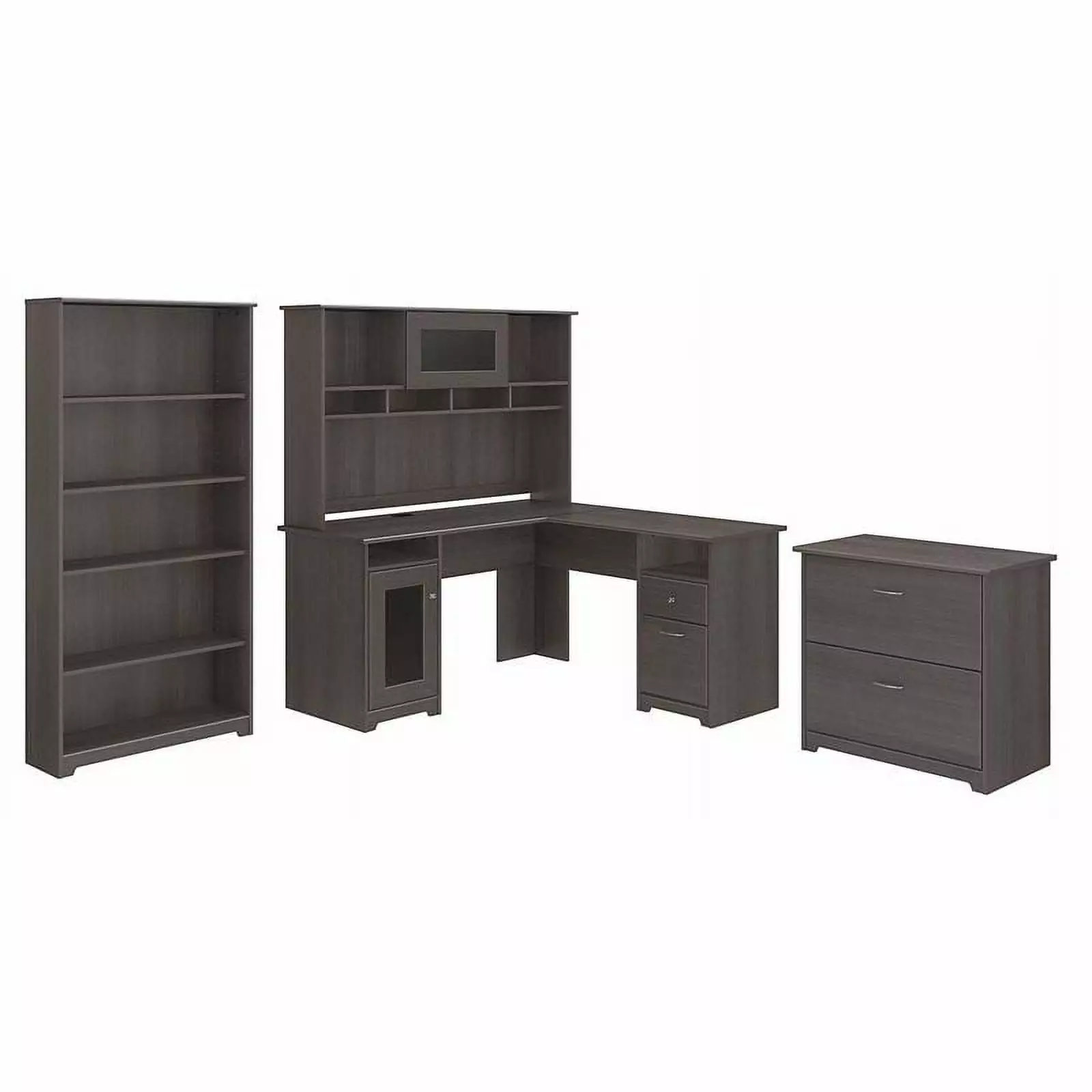 Scranton & Co Cabot L Shaped Desk Hutch & Storage Heather Gray - Office Furniture