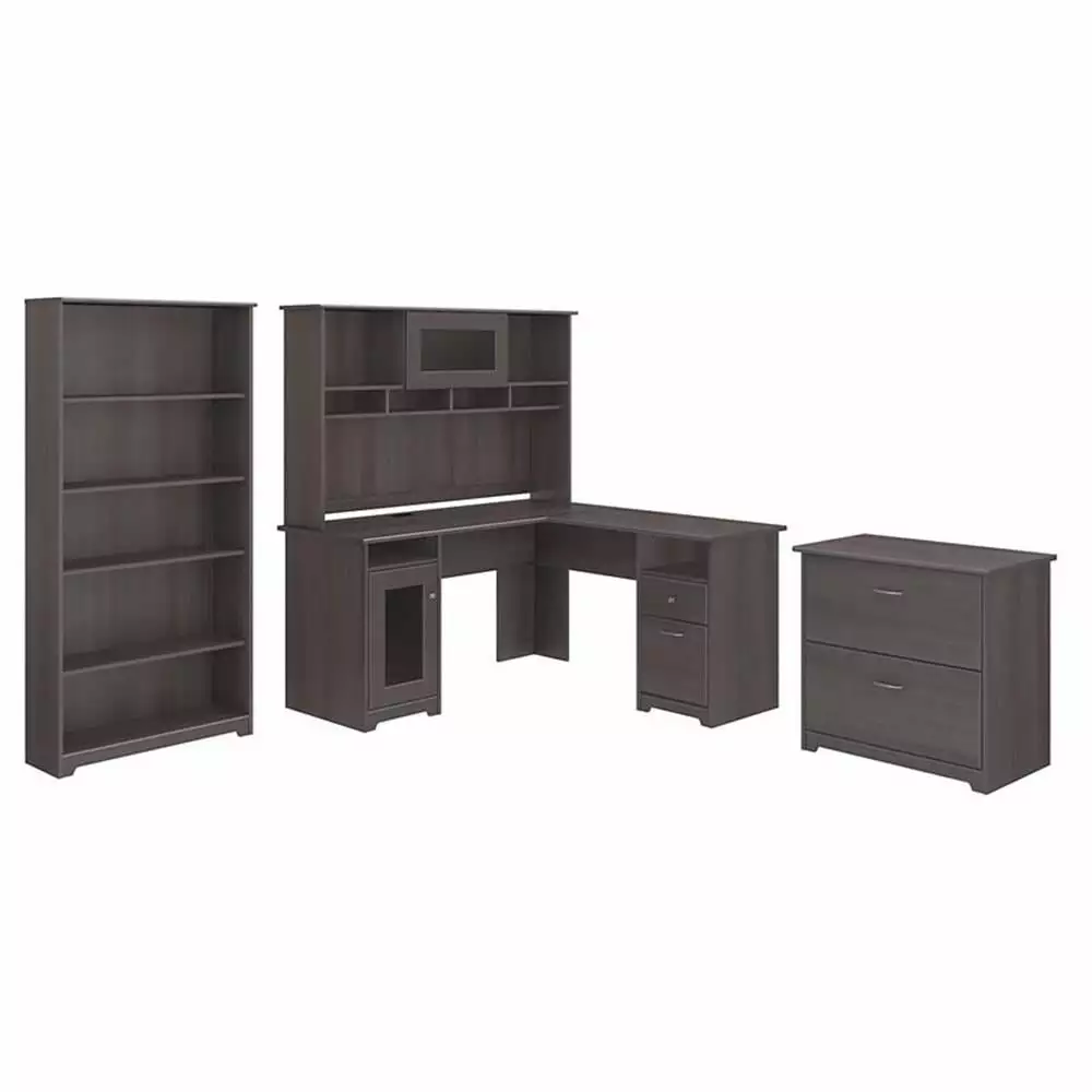 Scranton & Co Cabot L Shaped Desk Hutch Storage Heather Gray