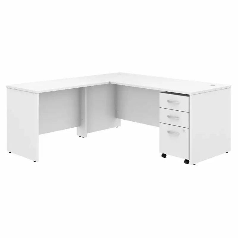 Scranton & Co 72 Contemporary Engineered Wood L Shaped Desk Cabinet White - Modern Office Solution