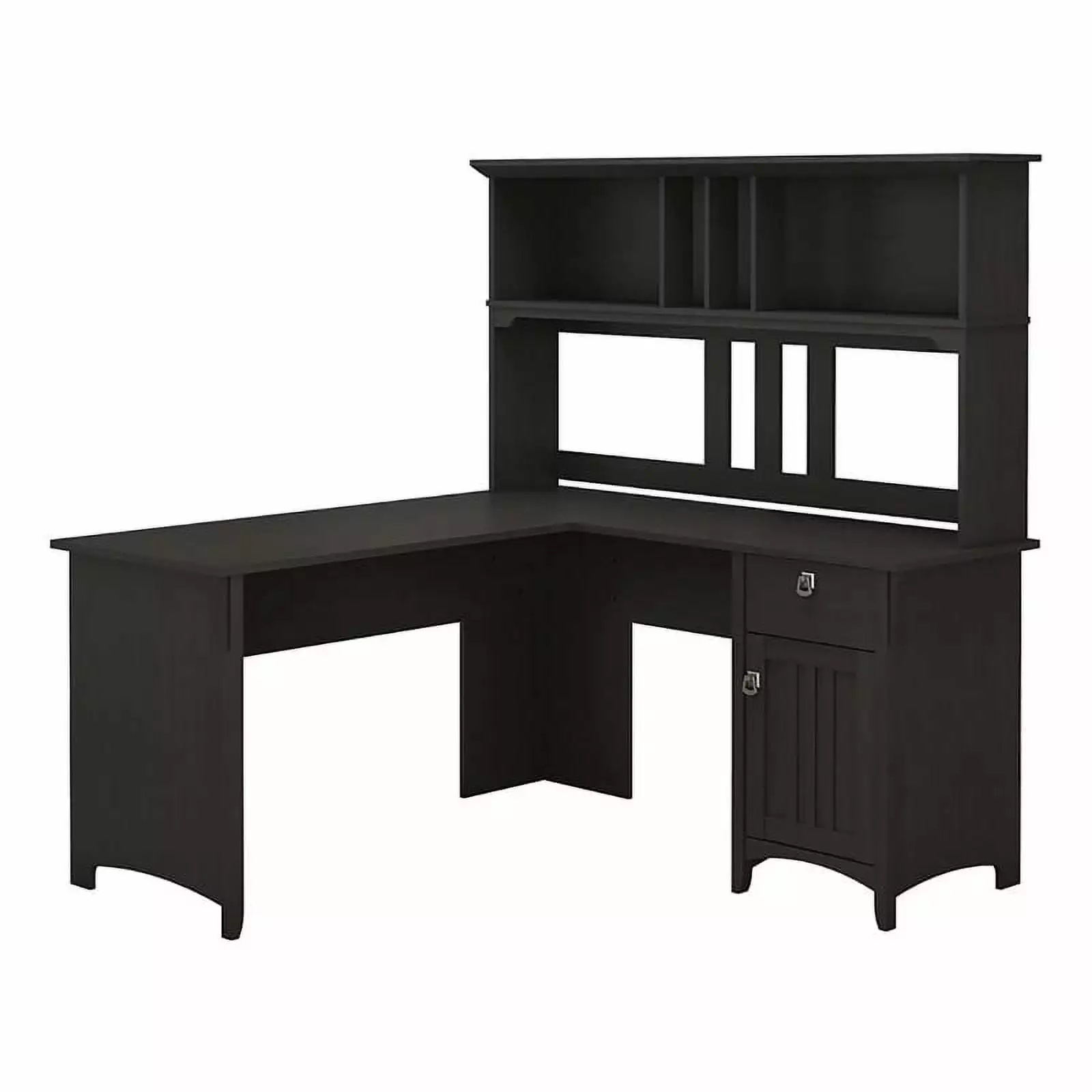 Scranton & Co 60 Inch Wood L-Shaped Desk Hutch Vintage Black