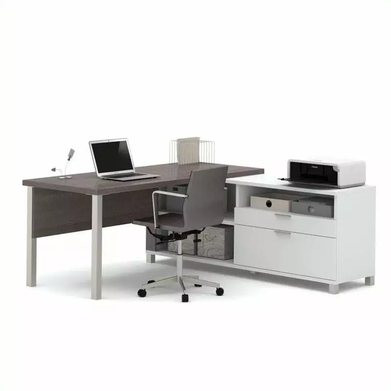 Scranton & Co L-Desk Legs White and Bark Grey