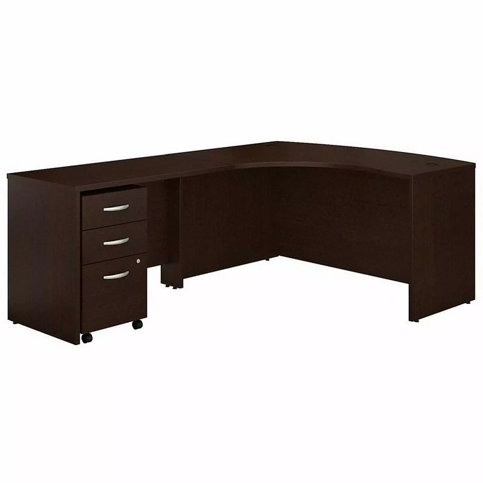 Scranton & Co 60 Left 3 Drawer L Shaped Desk Mocha Cherry - Wood Office Desk