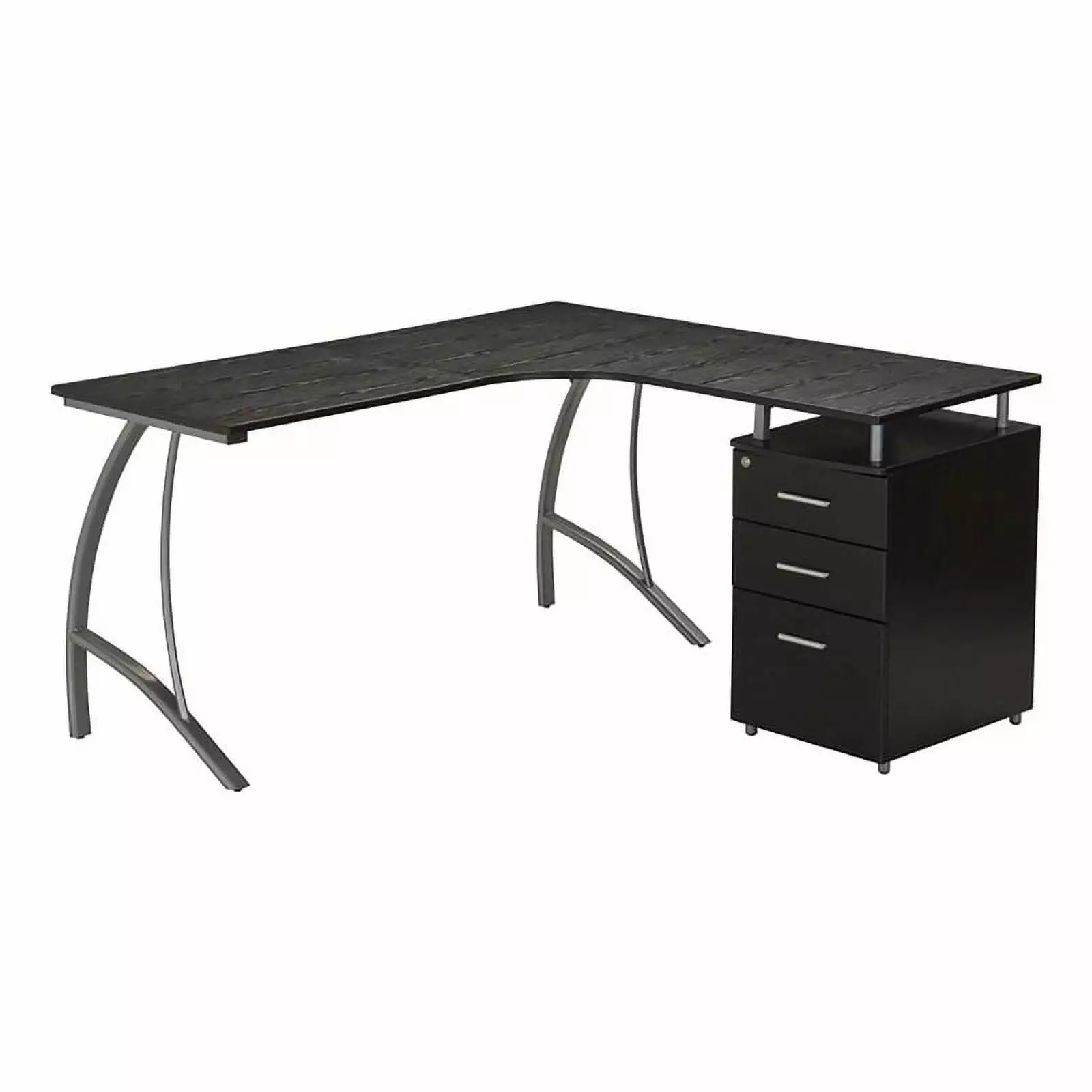 Scranton and Co Modern Wood L-Shaped Corner Desk File Cabinet Espresso - Spacious Office Desk