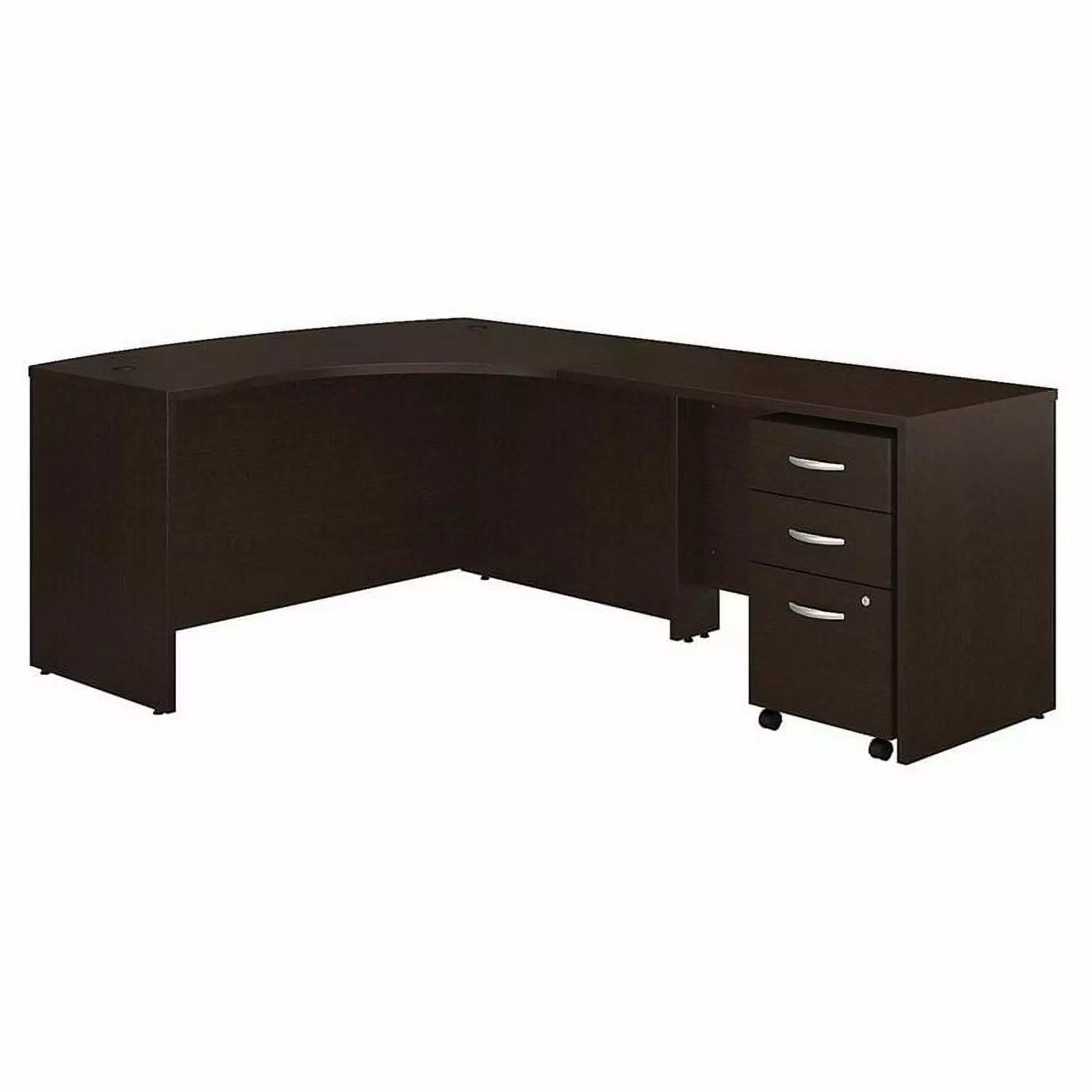 Scranton & Co 60 Right 3 Drawer L Desk Mocha Cherry - Engineered Wood Office Desk File Storage