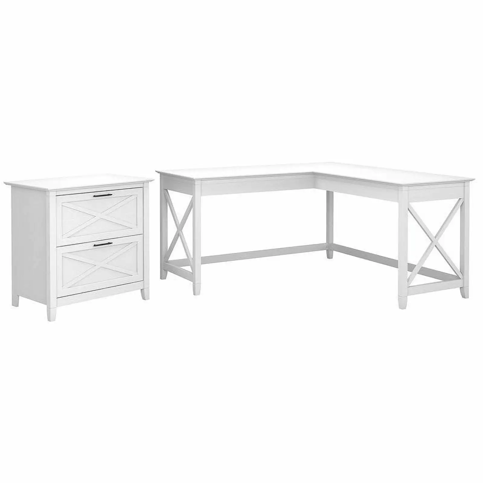 Scranton & Co L Shaped Contemporary Engineered Wood Desk File Cabinet White