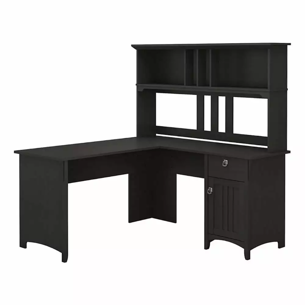 Scranton & Co 60 Wood L-Shaped Desk Hutch Vintage Black