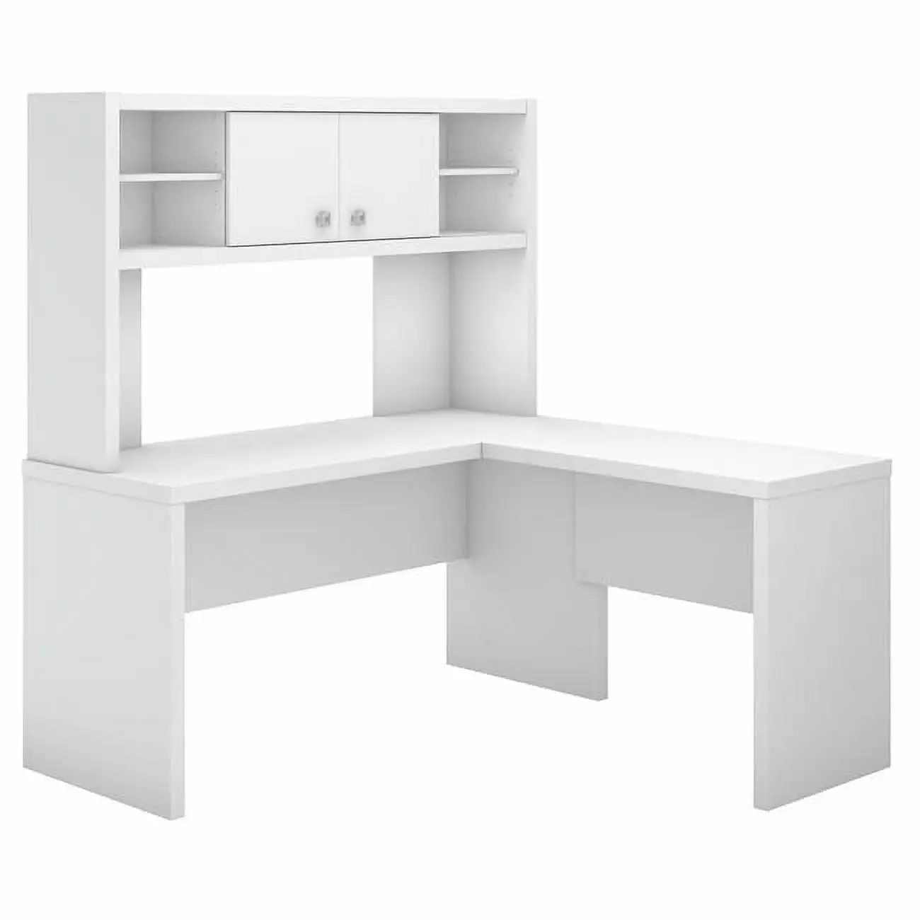 Echo L-Shaped Desk Hutch Pure White Home Office Computer Desk SeatSolutions