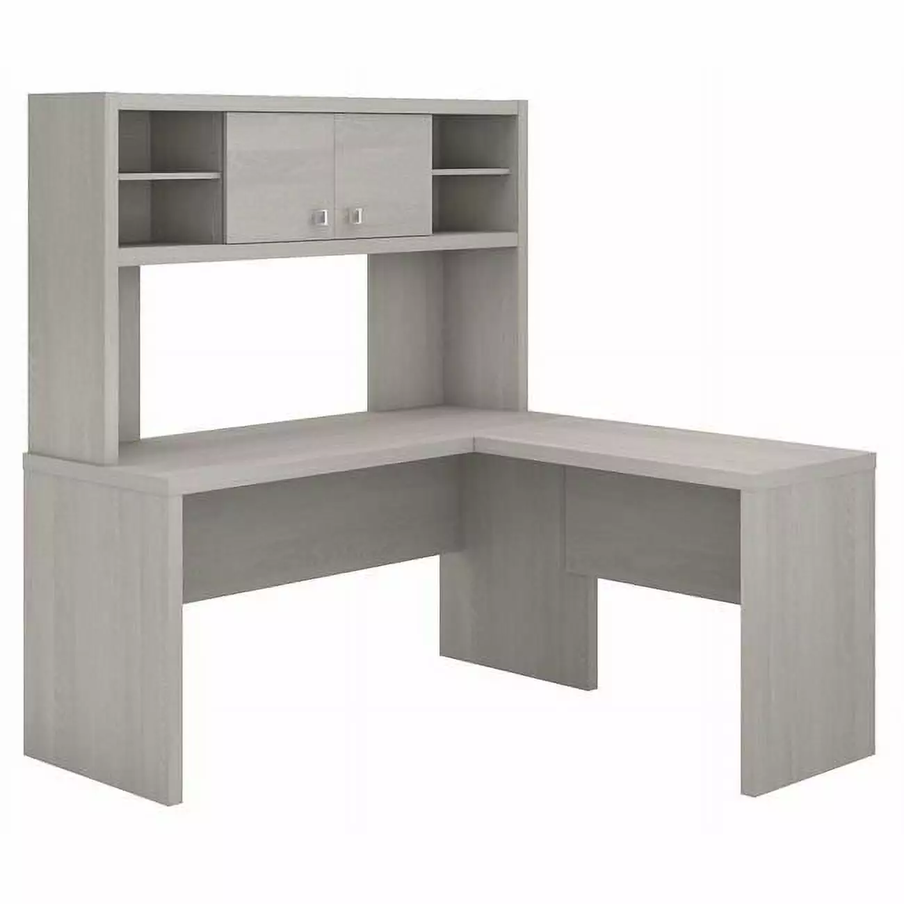 Kathy Ireland Echo L-Shaped Desk Hutch Gray Sand Finish SeatSolutions