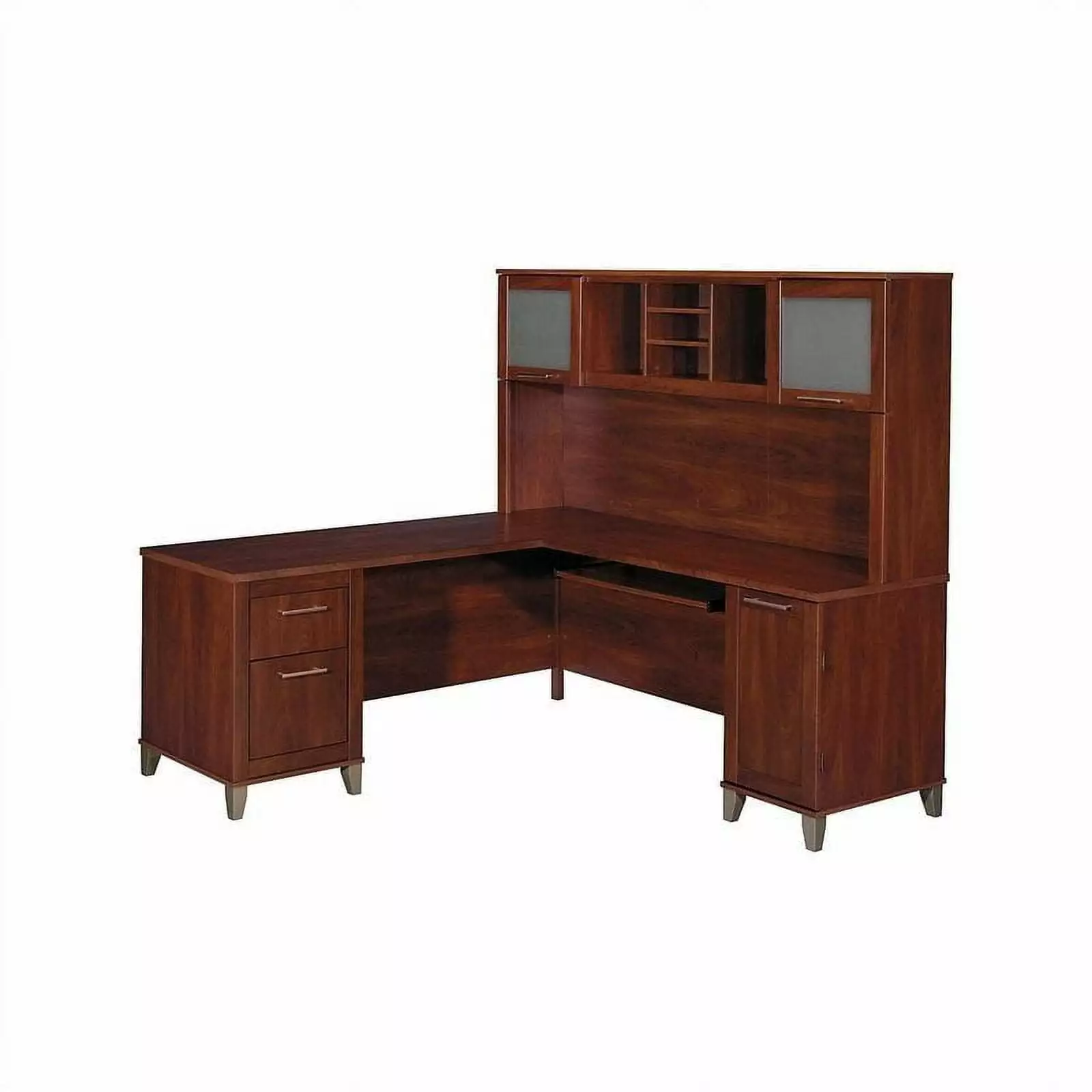 Trent Home Arlington 71 Inch L Shaped Computer Desk Hutch Cherry Finish