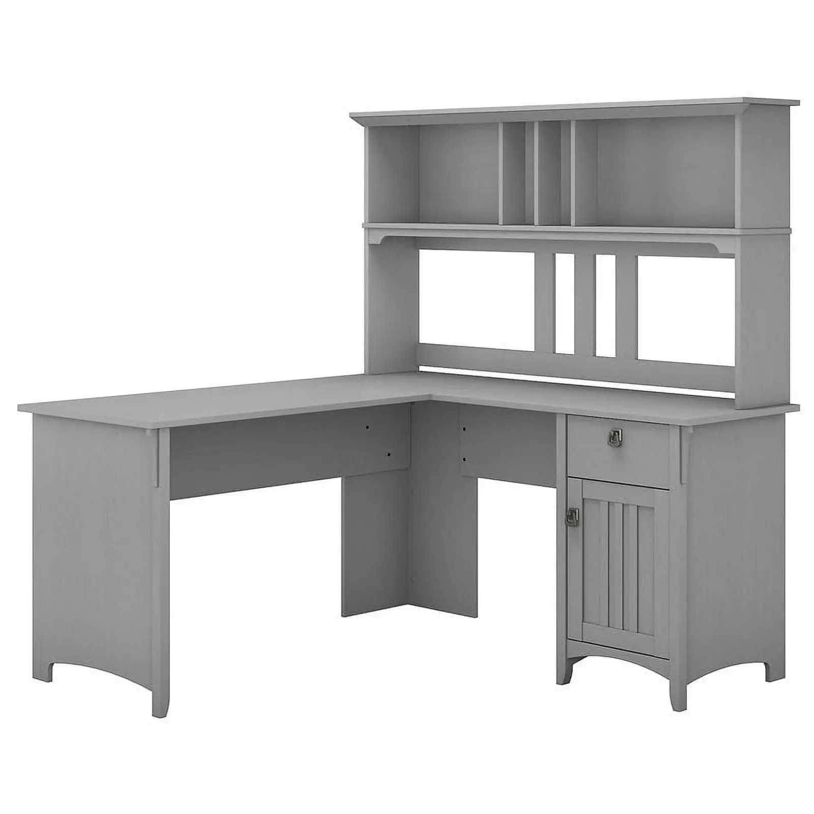 UrbanPro Contemporary 60W L Shaped Desk Hutch Cape Cod Gray - Modern Office Desk