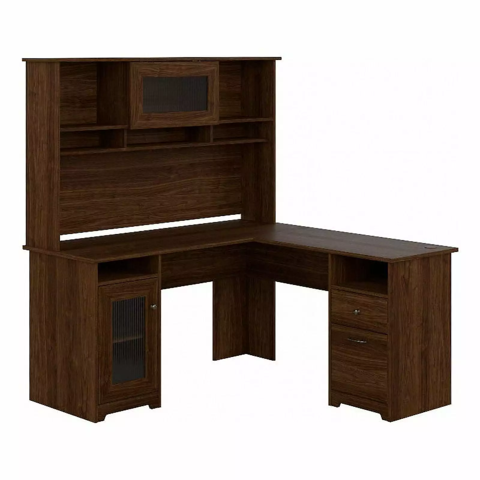 UrbanPro Engineered Wood 60W L Shaped Computer Desk Hutch Modern Walnut