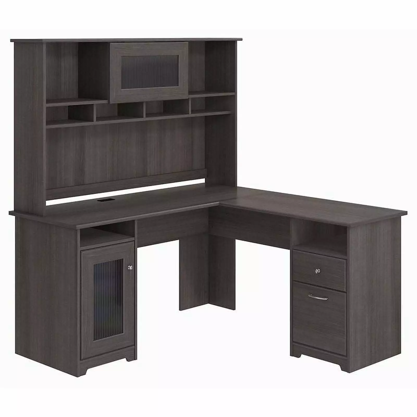 UrbanPro Modern L Shaped Desk Hutch Heather Gray - Home Office