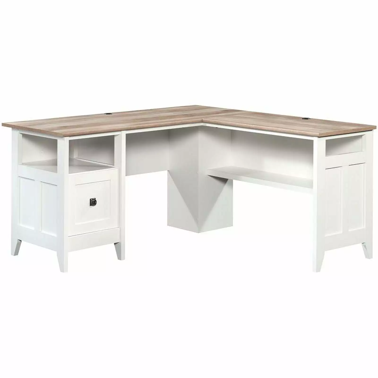 UrbanPro Wooden L-Shaped Computer Desk Glacier White Modern Office