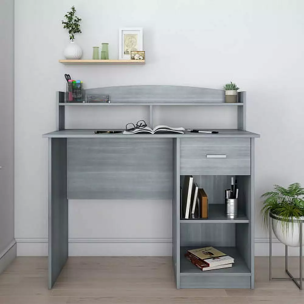 BIZFURN White L Shaped Desk Drawers 55 Inch Home Office Computer Desk Corner Desk Storage Shelves White Desk Hutch Yeah Depot