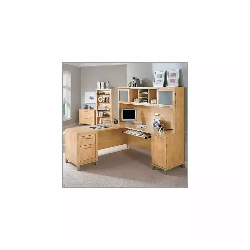 Bush Furniture Somerset 4 Piece 71 L-Shape Office Set Maple Cross
