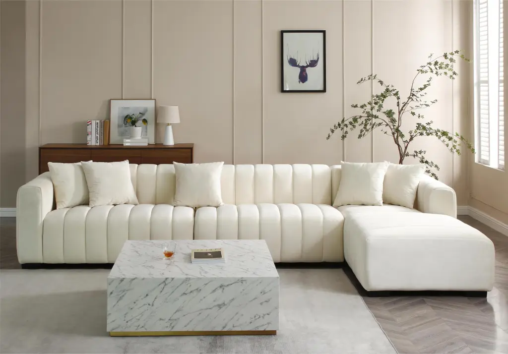 L Influence Sectional Sofa Deep Tufted Velvet Upholstered Right Chaise Lounge justone interior