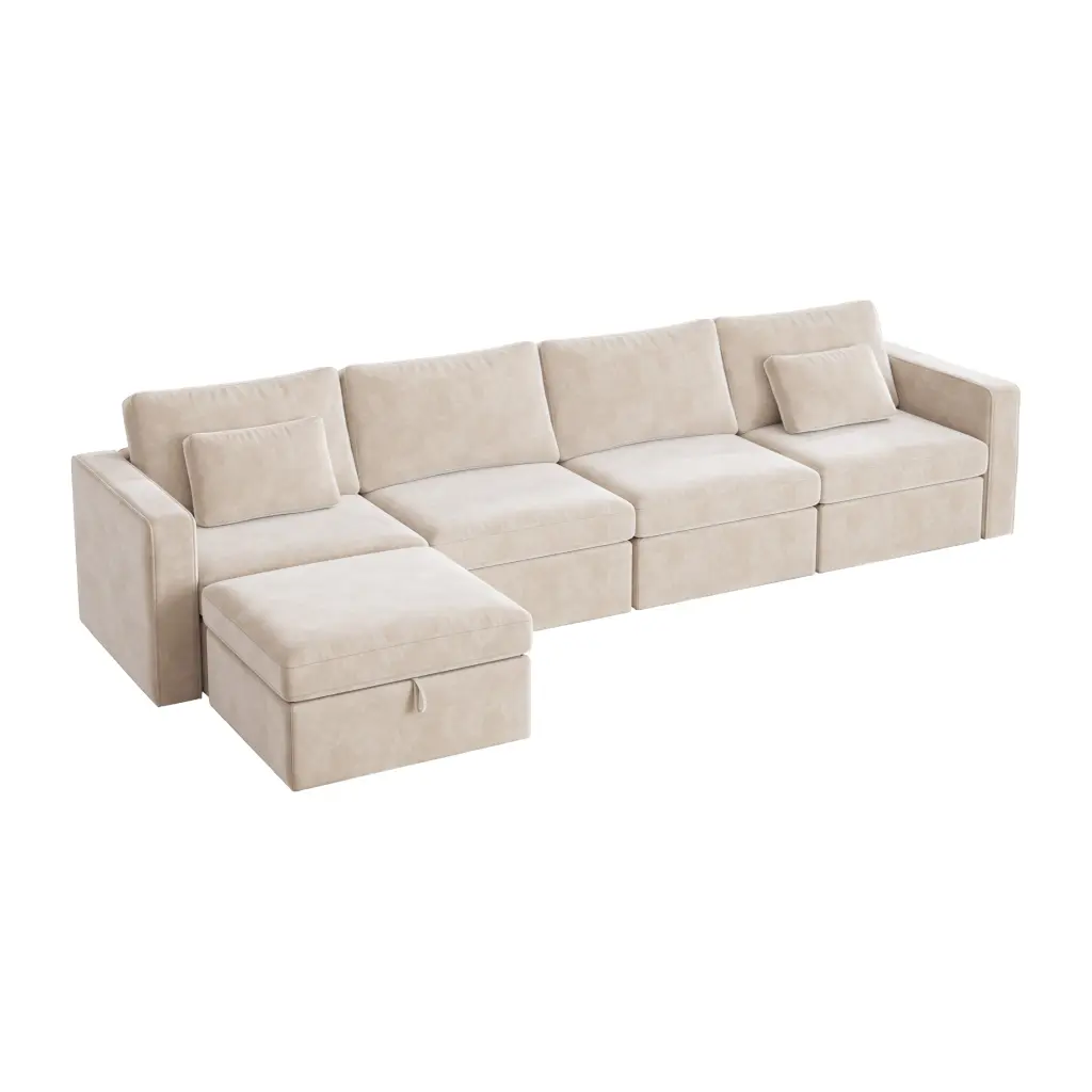 Modern Velvet L-Shaped Sectional Sofa Oversized Upholstery Living Room Couch yiwei