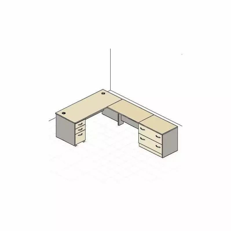 Bush Business Furniture Series C L-Shape Wood Office Set Hansen Cherry BBF