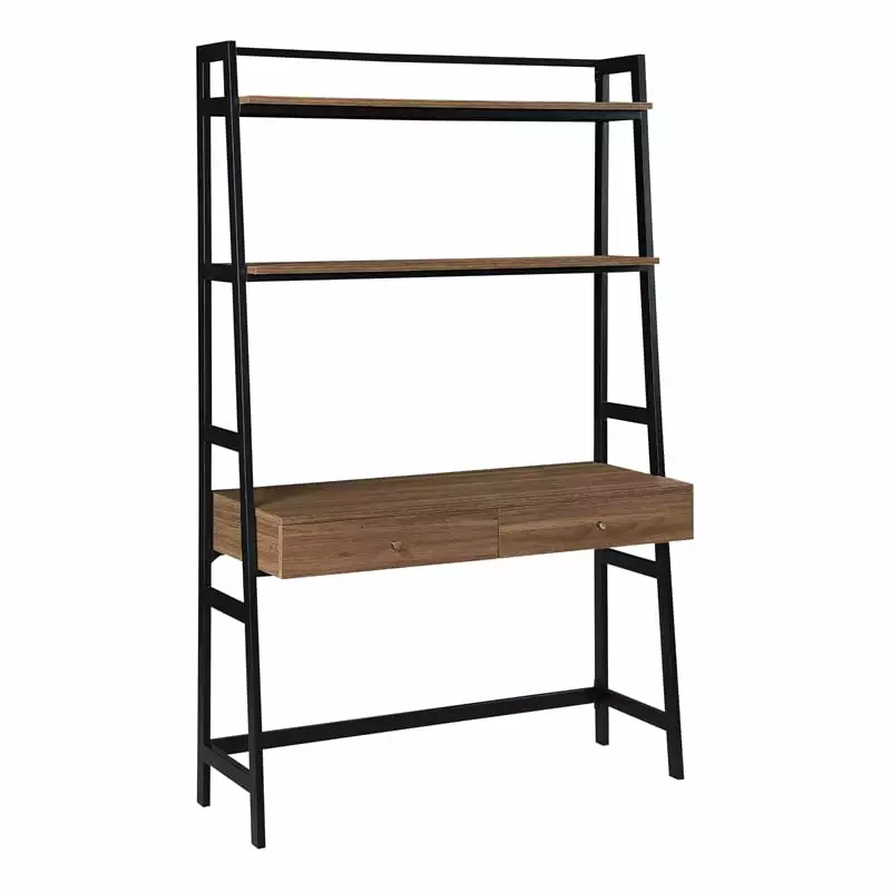Lancaster 45 Ladder Desk Hutch Majestic Walnut Finish Engineered Wood Home Office Desk OSP Home Furnishings