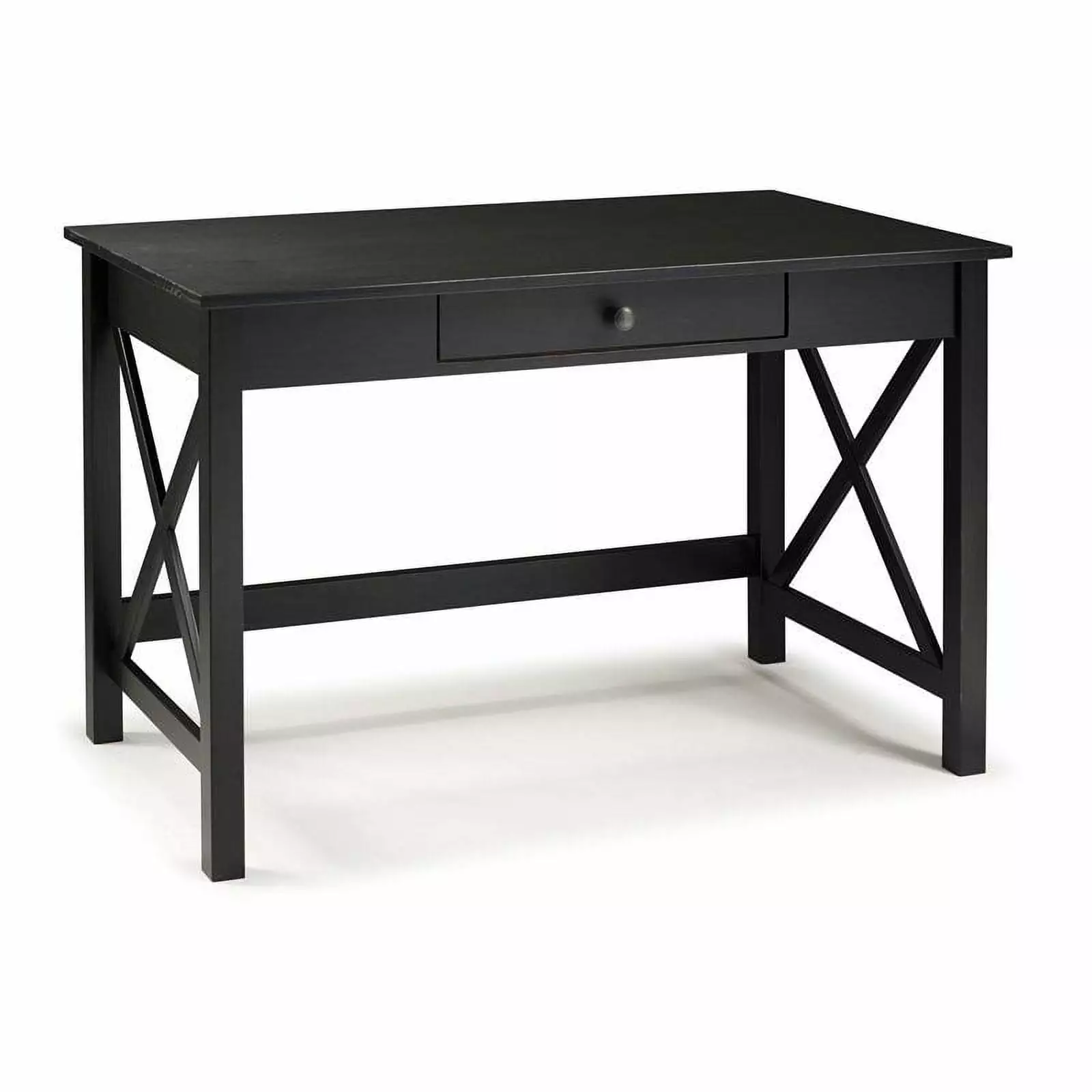 Linon Dalton Pine Wood One Drawer Laptop Desk Black Compact Home Office Desk