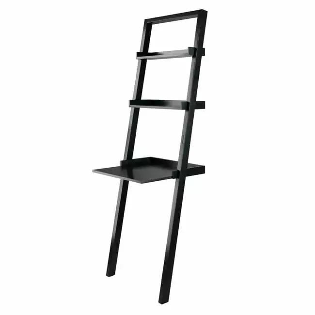 Bellamy Leaning Desk 2 Shelves Black Small Spaces Codicilos