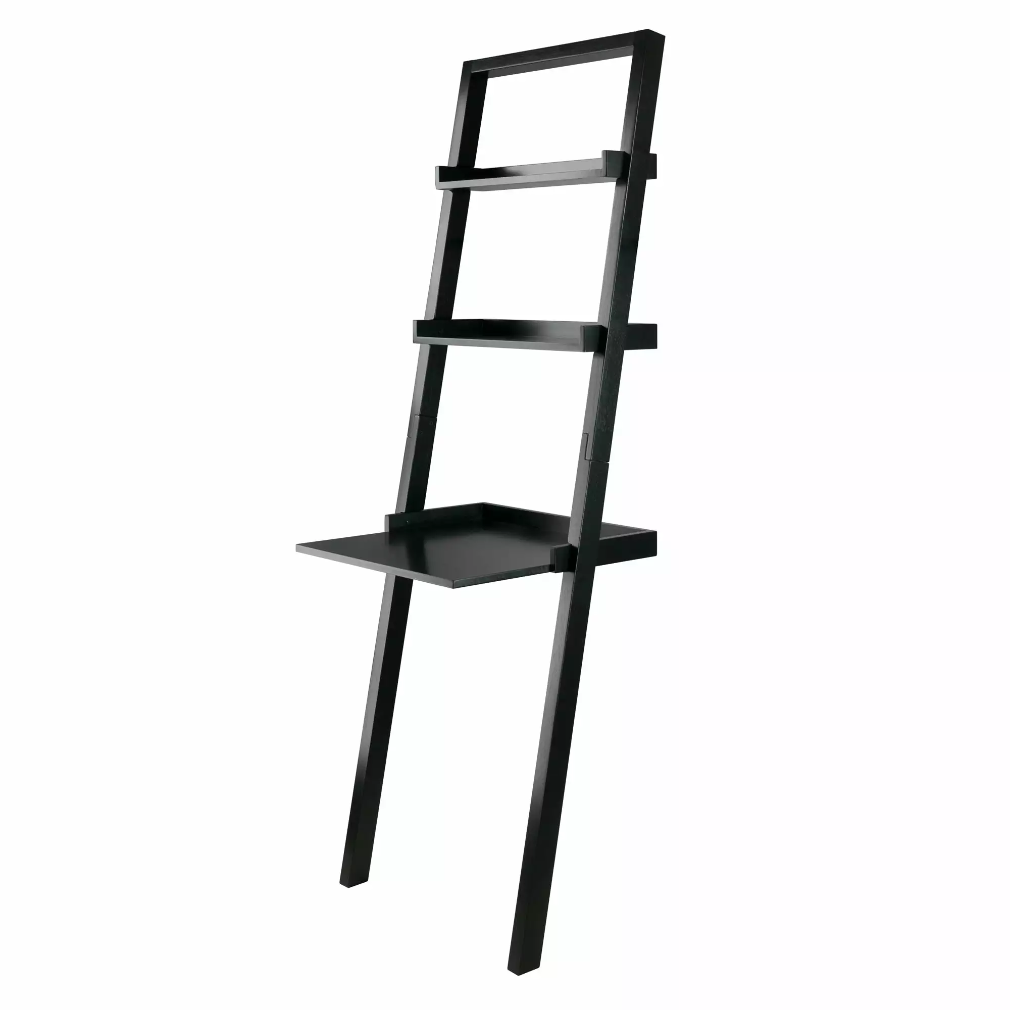 Winsome Wood Bellamy Leaning Desk Shelves Black Finish