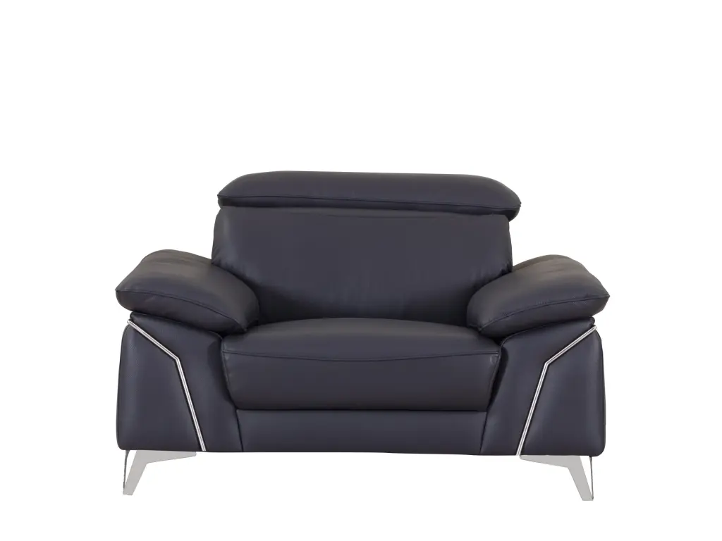 Top Grain Italian Leather Chair Navy Foam Leather Lounge Chair Ottoman global united