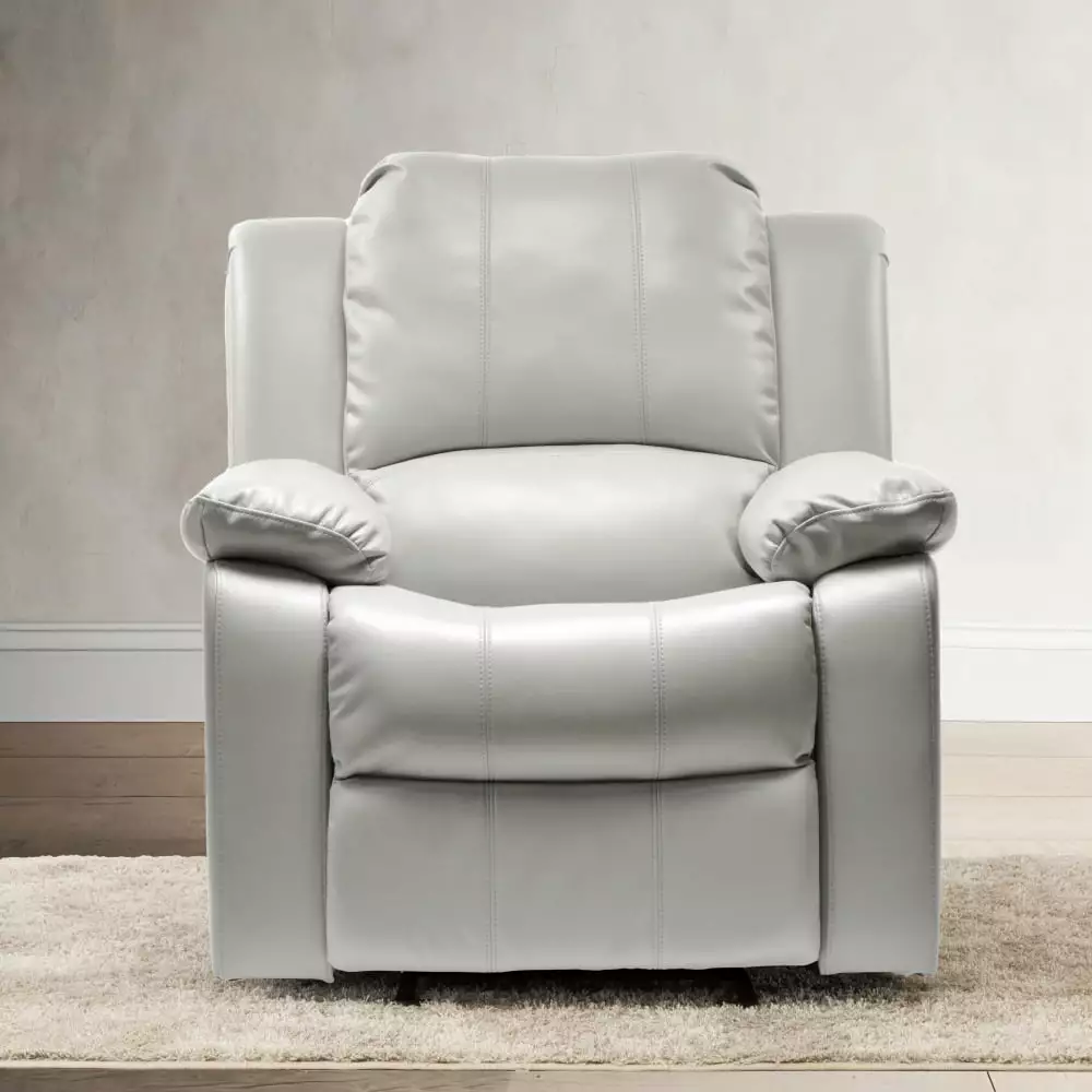 DeeHome Charlotte Ivory Leather Gel Recliner Comfortable Living Room Chair