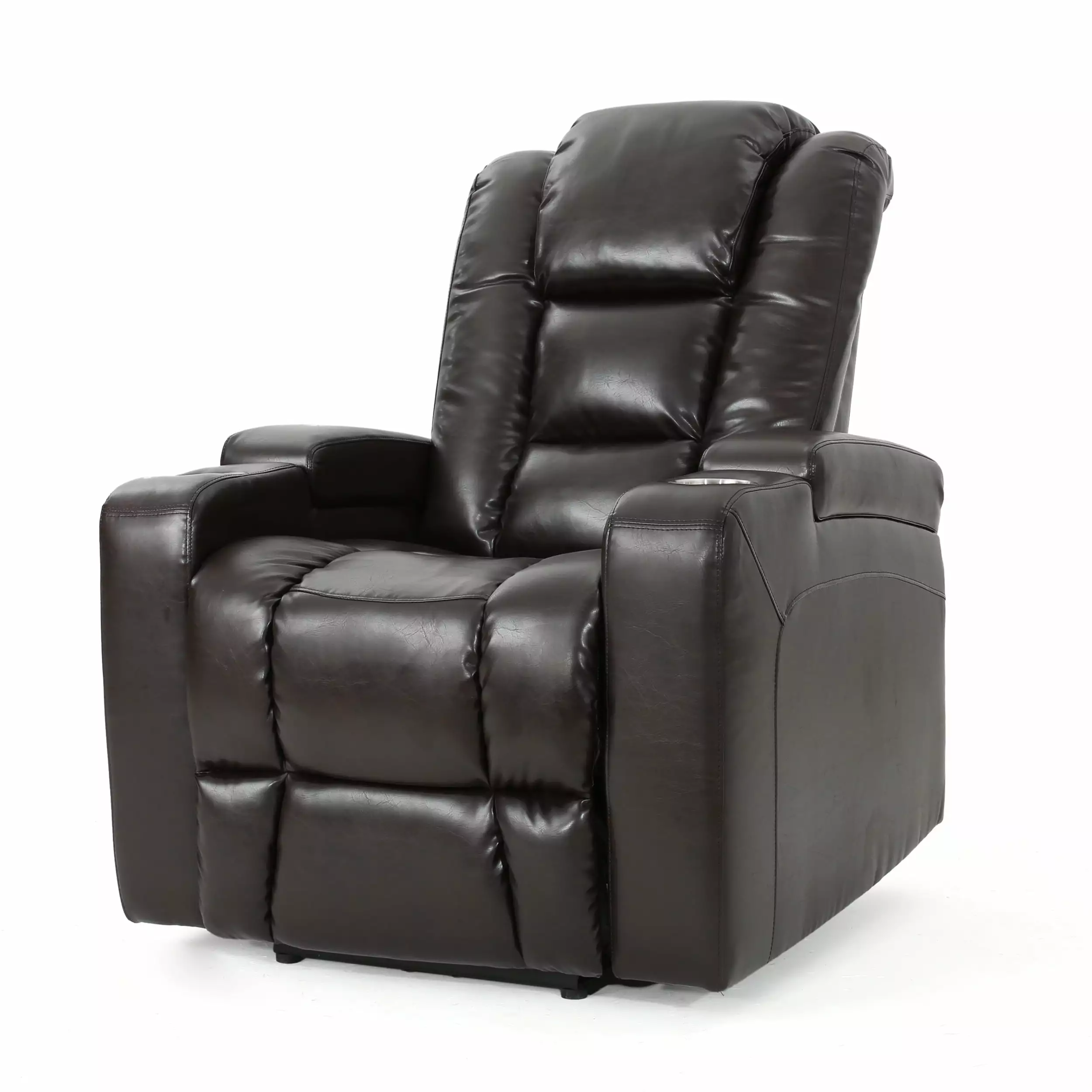 GDF Studio Everette Leather Recliner Brown - Premium Living Room Furniture GDFSTUDIO