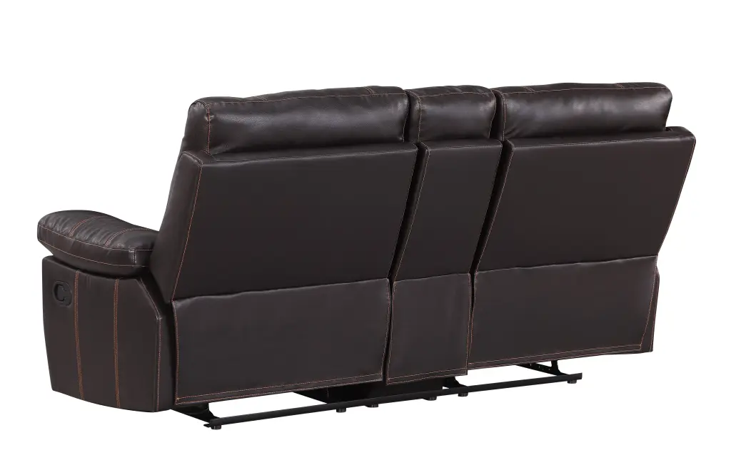 Leather Air Reclining Console Loveseat Brown Foam Living Room Comfort global united