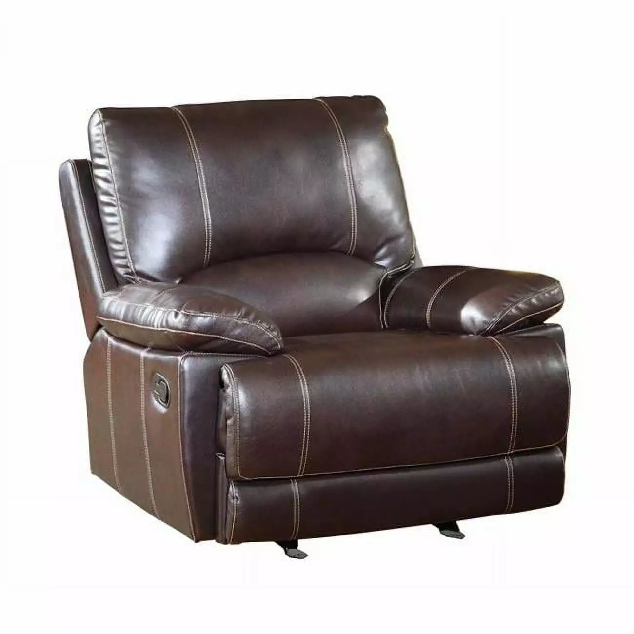 42 Inch Brown Stylish Leather Reclining Chair - Elegant Living Room Furniture HomeRoots