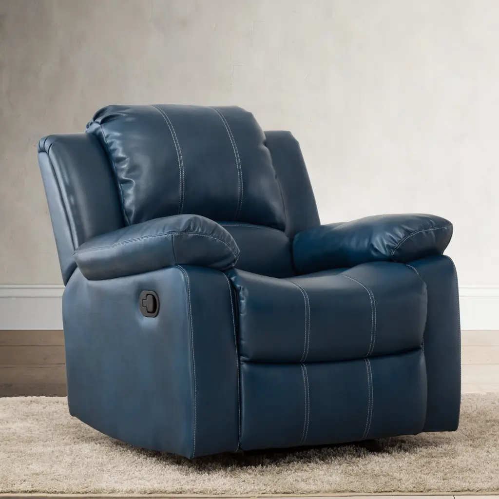 Charlotte Navy Blue Leather Gel Recliner Navy Blue Foam PU Leather ridgecrest home