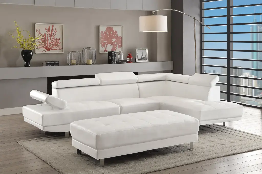 Riveredge G449 Sc Sectional Sofa 2 Boxes White Foam Pu Leather Living Room Set glory furniture