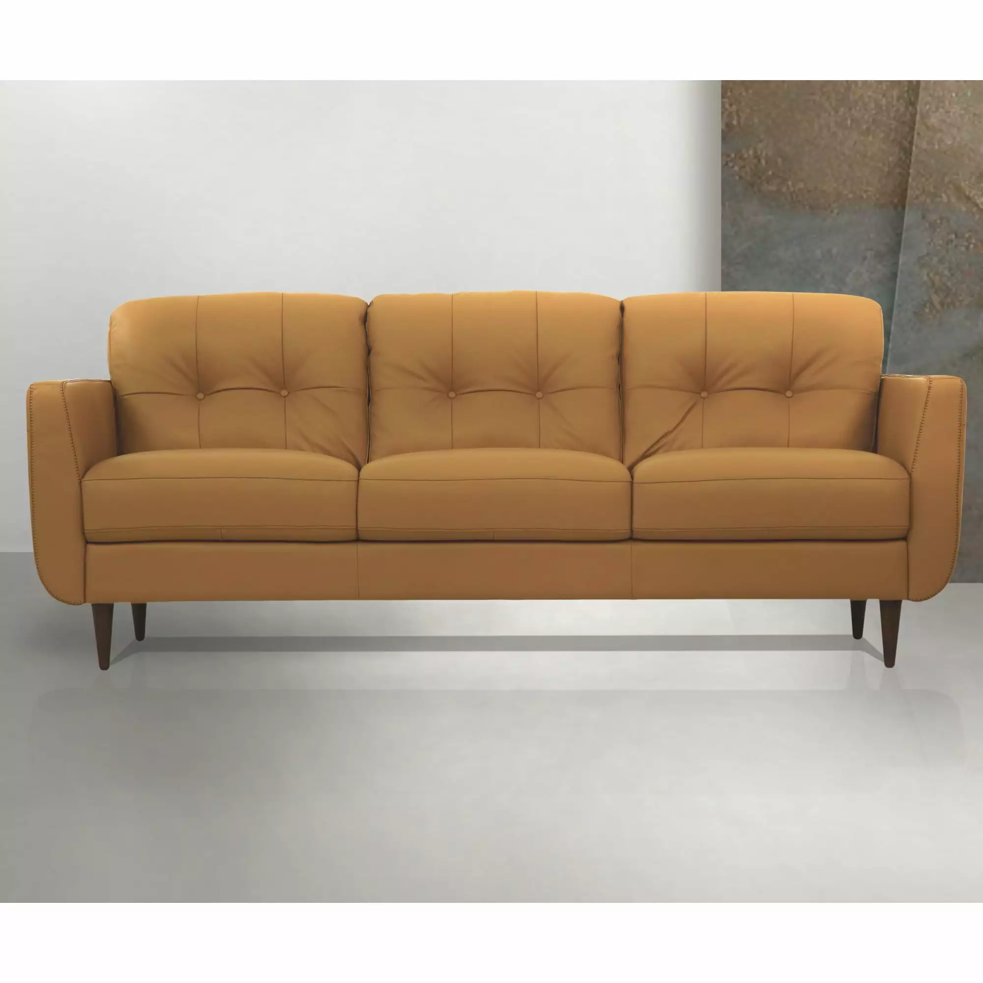 Ergode Sofa Camel Leather Mid Century Modern Living Room Couch