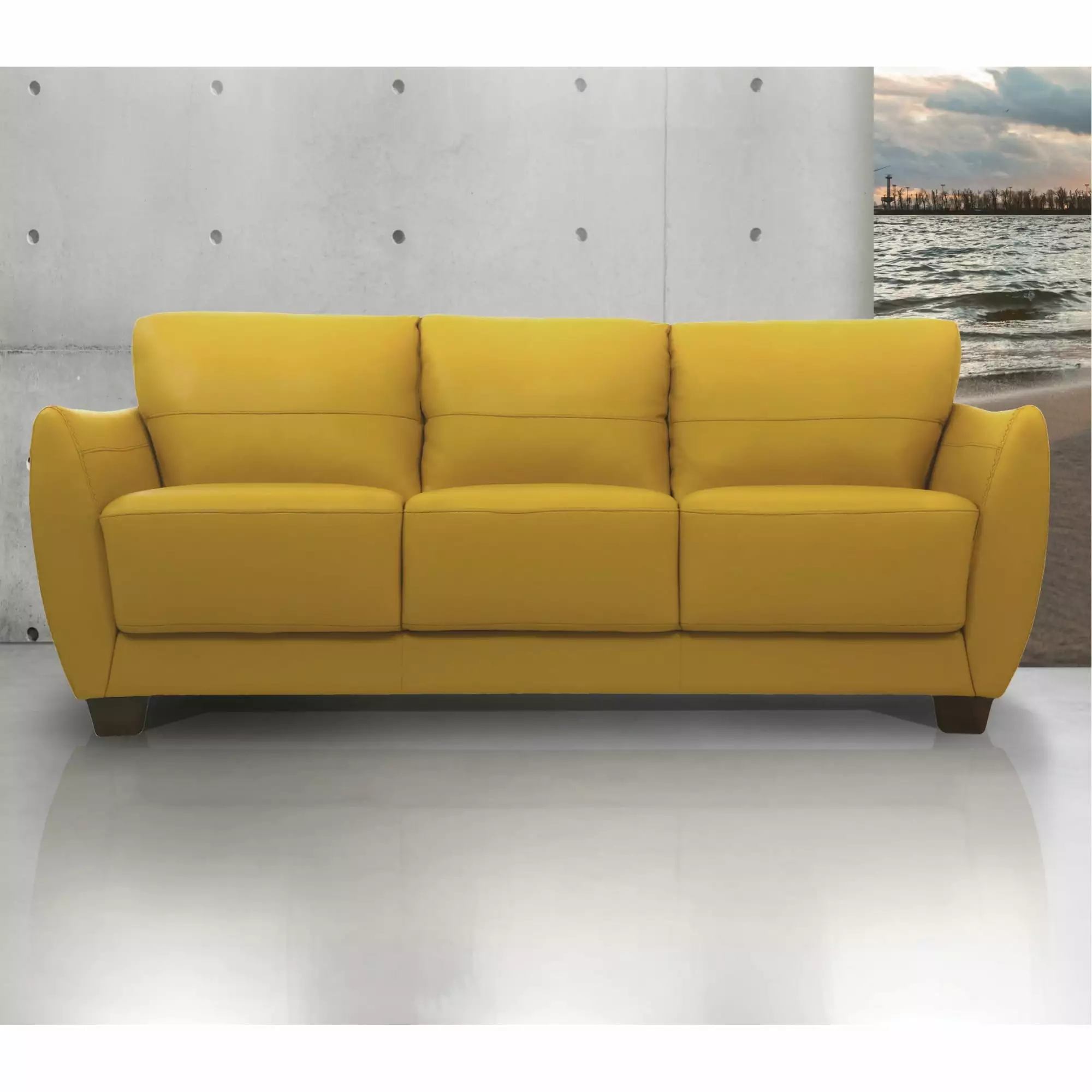 Ergode Sofa Mustard Leather Modern Living Room Couch