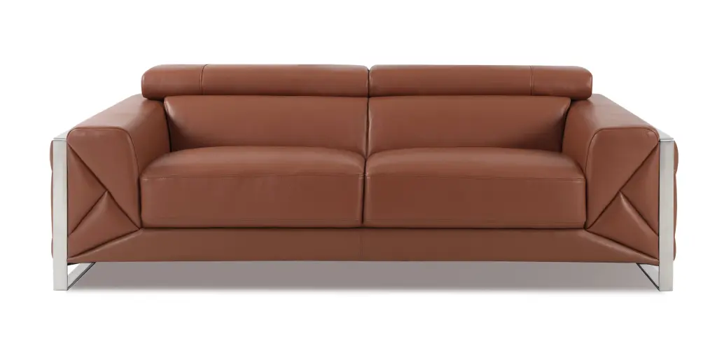 Top Grain Italian Leather Sofa Camel Foam Cushions global united
