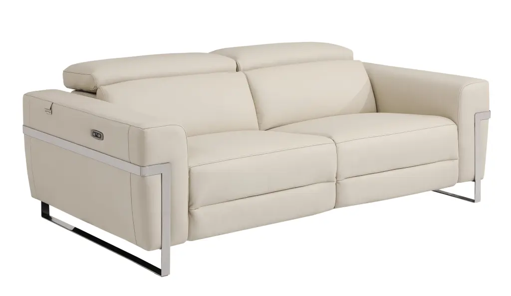 Top Grain Italian Leather Sofa Power Recliner Beige global united