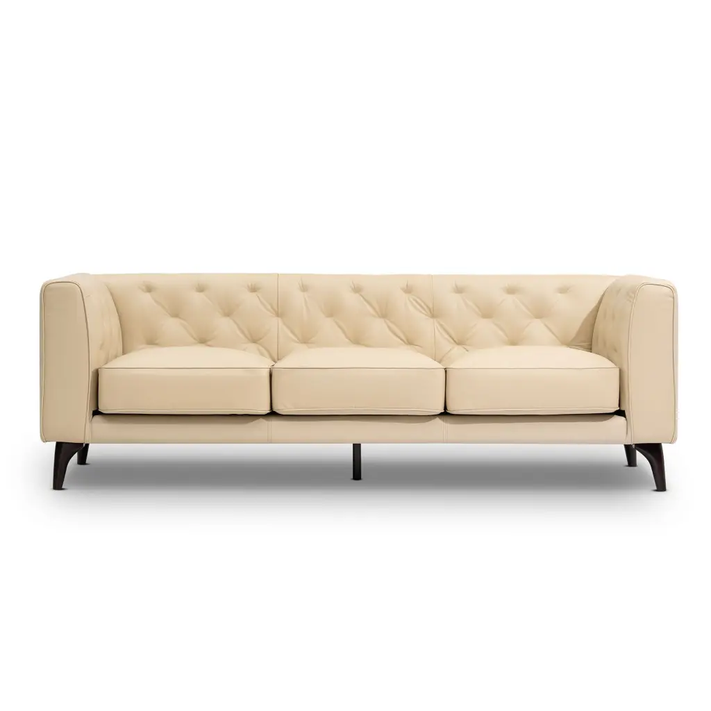 92.52 Inch Authentic Leather Couch 3 Seater Sofa Tufted Back justone