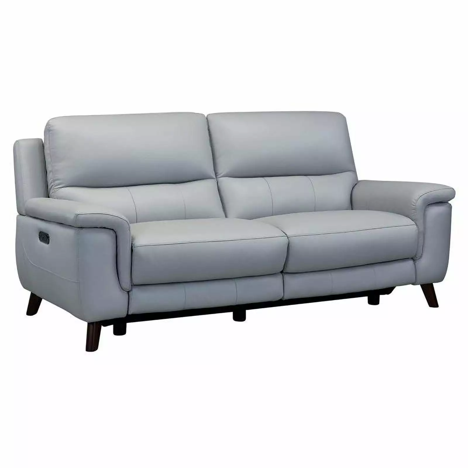 Maklaine Contemporary Genuine Leather Wood Sofa Gray Espresso Modern Sofa