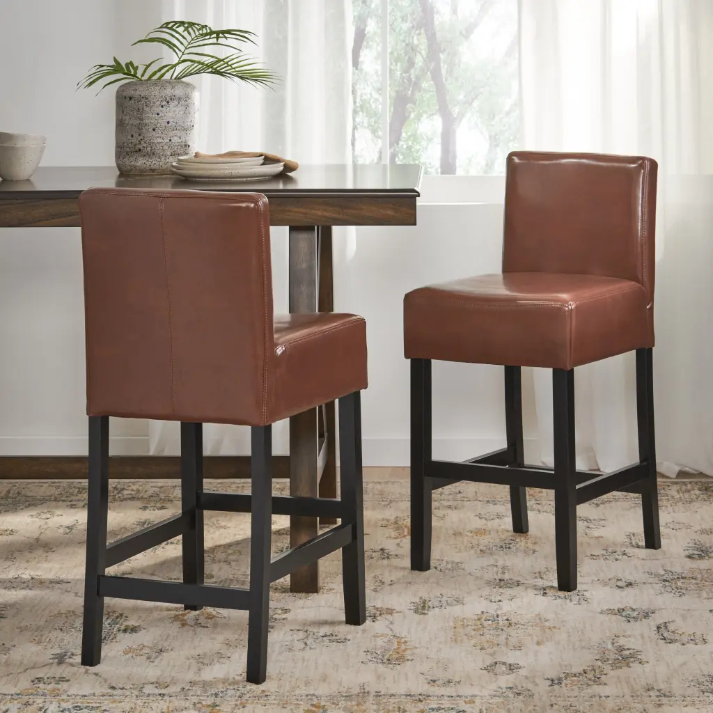Zuma KD Counter Stool Brown Leather Adjustable Height Bar Stool nh-onfind