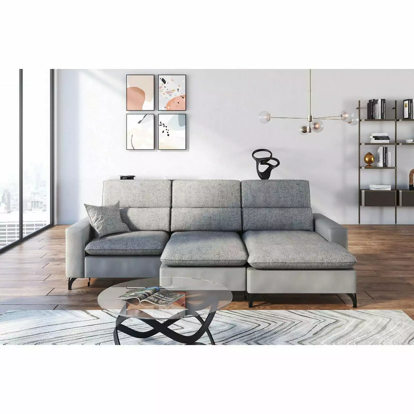 Gianna Modern Left Hand Facing Sectional Sofa Gray Get Furniture